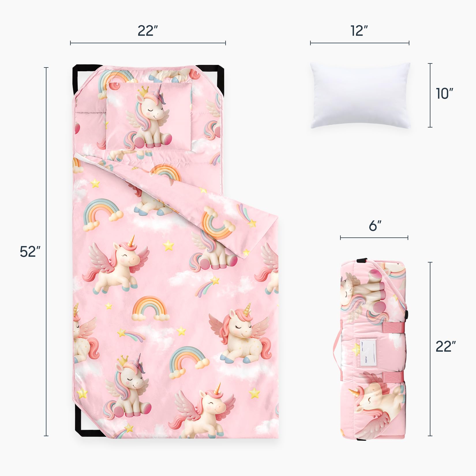 Wake In Cloud nap mat with blanket and detachable pillow for cocooned naptime.