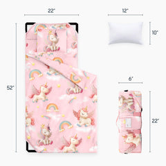 Wake In Cloud nap mat with blanket and detachable pillow for cocooned naptime.