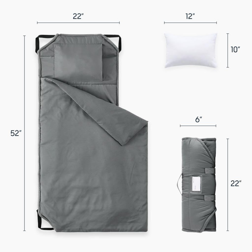 Wake In Cloud nap mat detachable-pillow enables simple washing and comfy support.