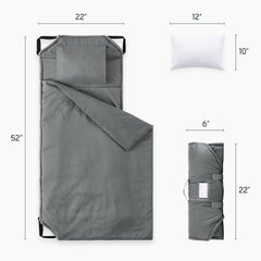 Wake In Cloud nap mat detachable-pillow enables simple washing and comfy support.