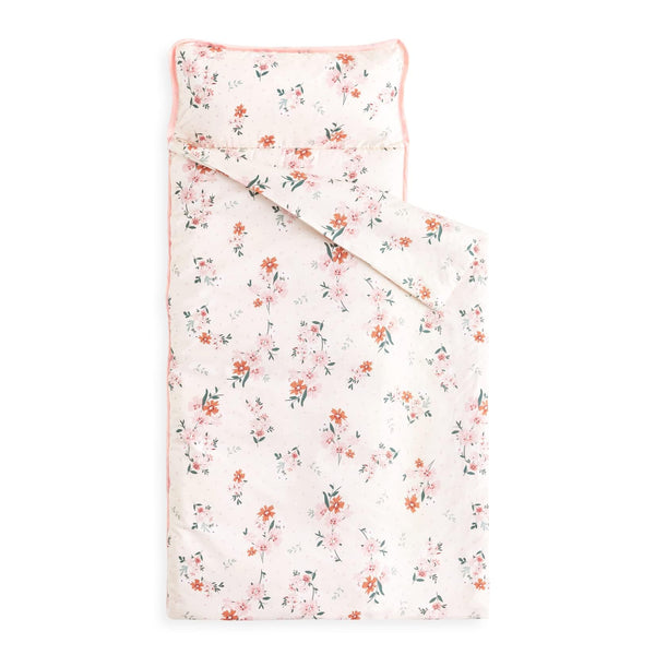 Wake In Cloud nap mat with floral design, ideal for preschool naps.