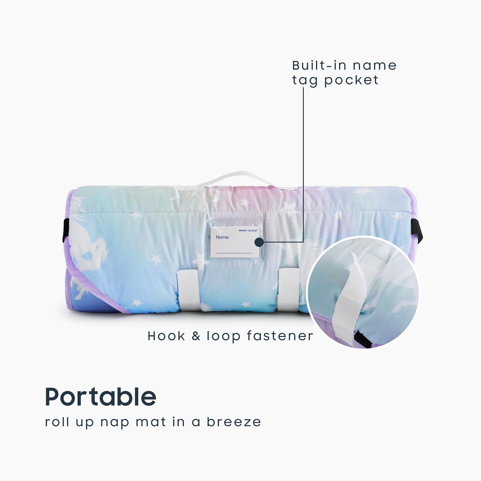 Wake In Cloud nap mat shows integrated blanket for cozy downtime