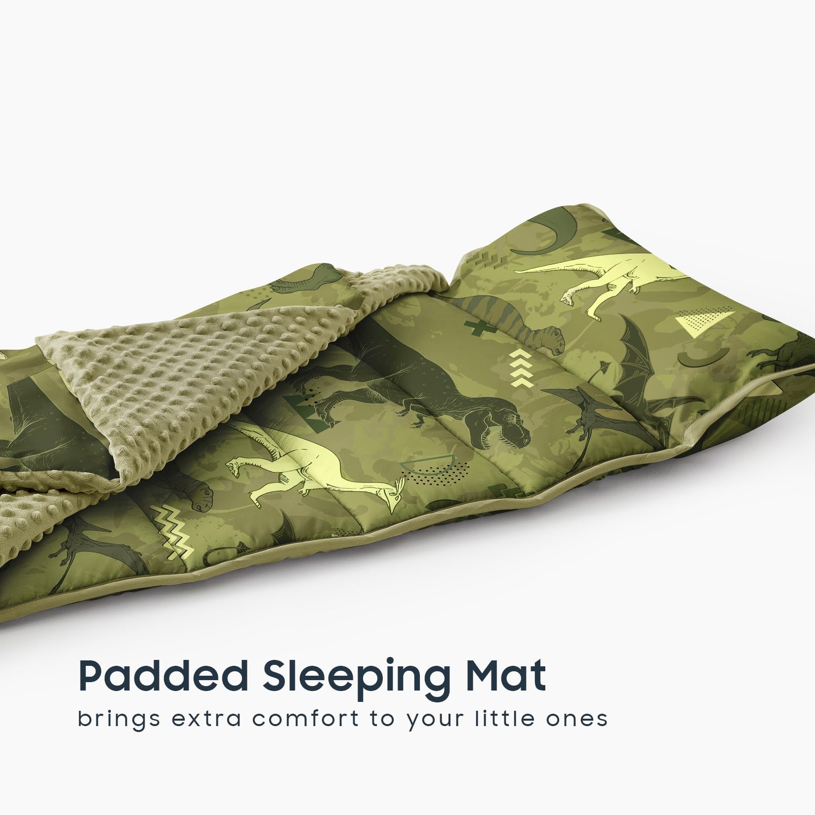 Wake In Cloud nap mat rolled with carry handle for daycare use.