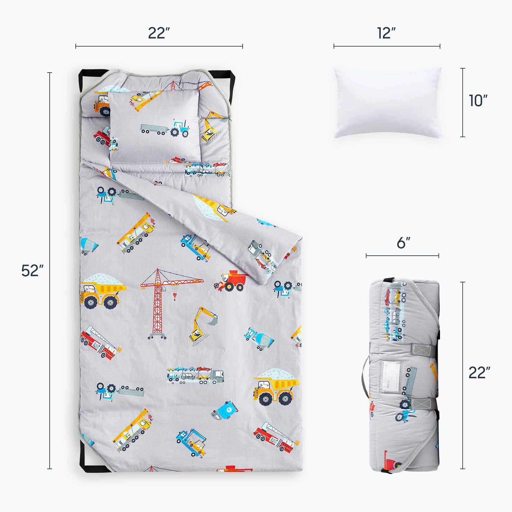 Wake In Cloud nap mat with rollable handle enables easy transport for daycare.