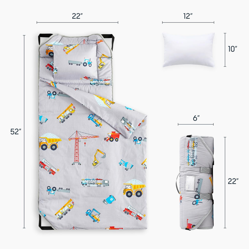 Wake In Cloud nap mat with rollable handle enables easy transport for daycare.