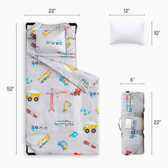 Wake In Cloud nap mat with rollable handle enables easy transport for daycare.