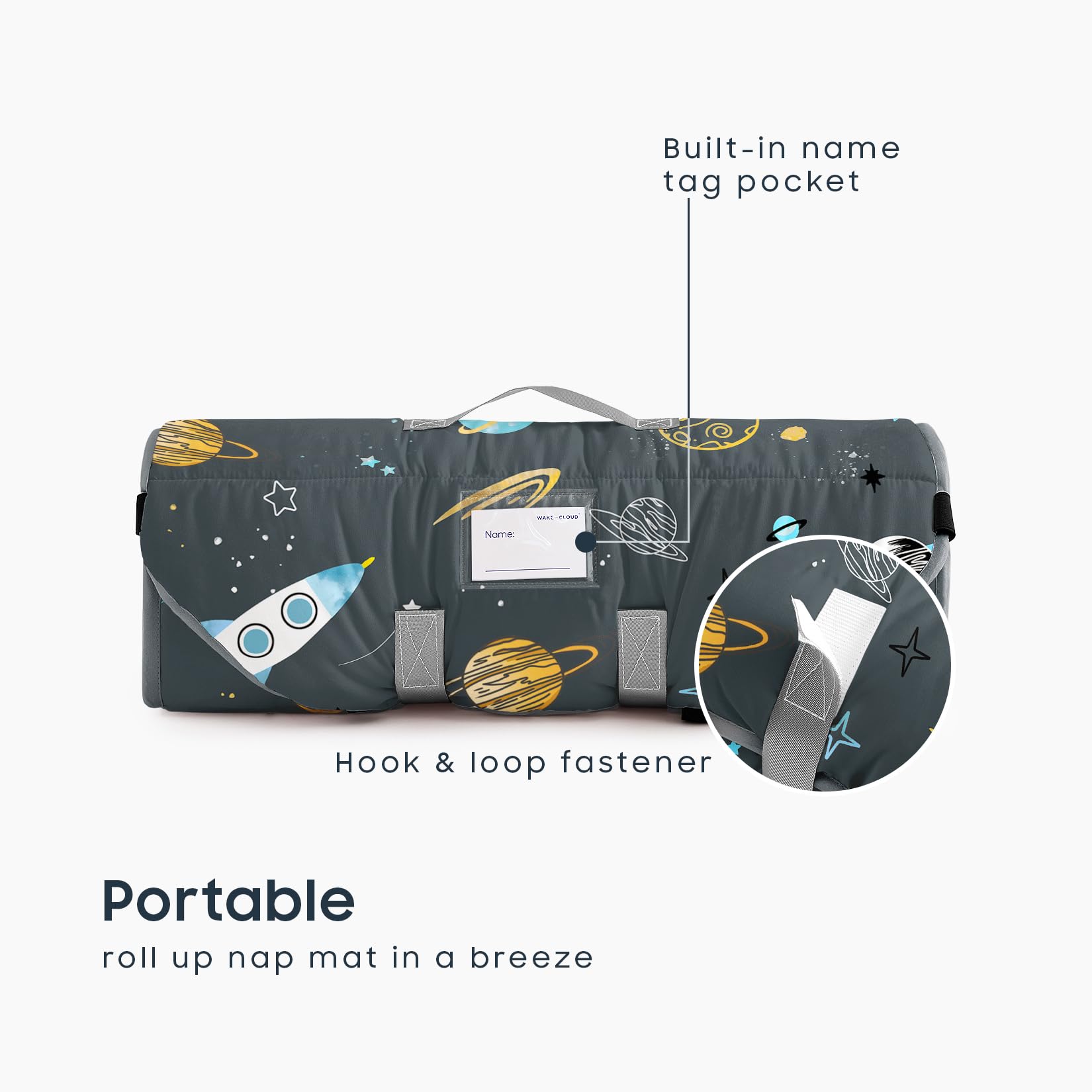 Nap mat rolled with handle for easy transport by Wake In Cloud