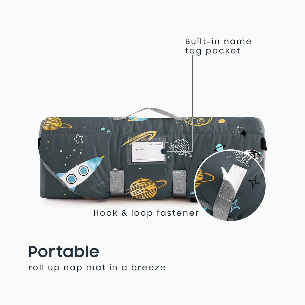 Nap mat rolled with handle for easy transport by Wake In Cloud
