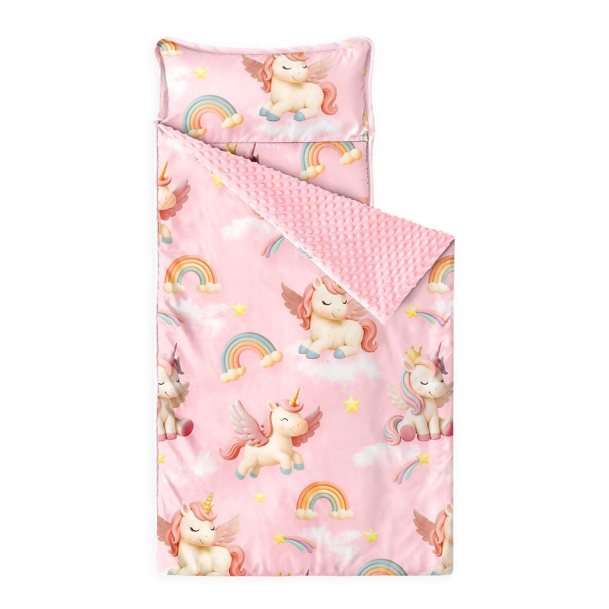 Wake In Cloud nap mat with unicorn rainbow design for preschool rest