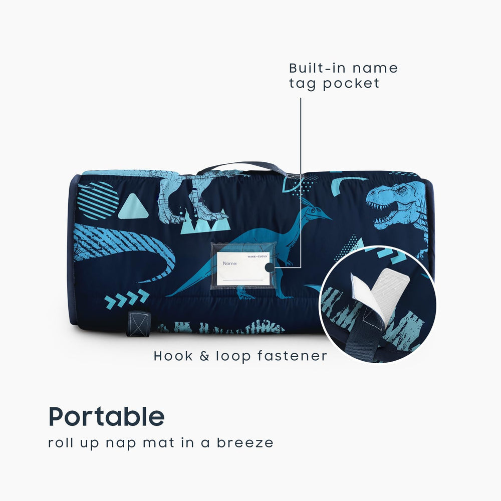Wake In Cloud Nap Mat with Handle shows easy rolling and portability for preschool days.