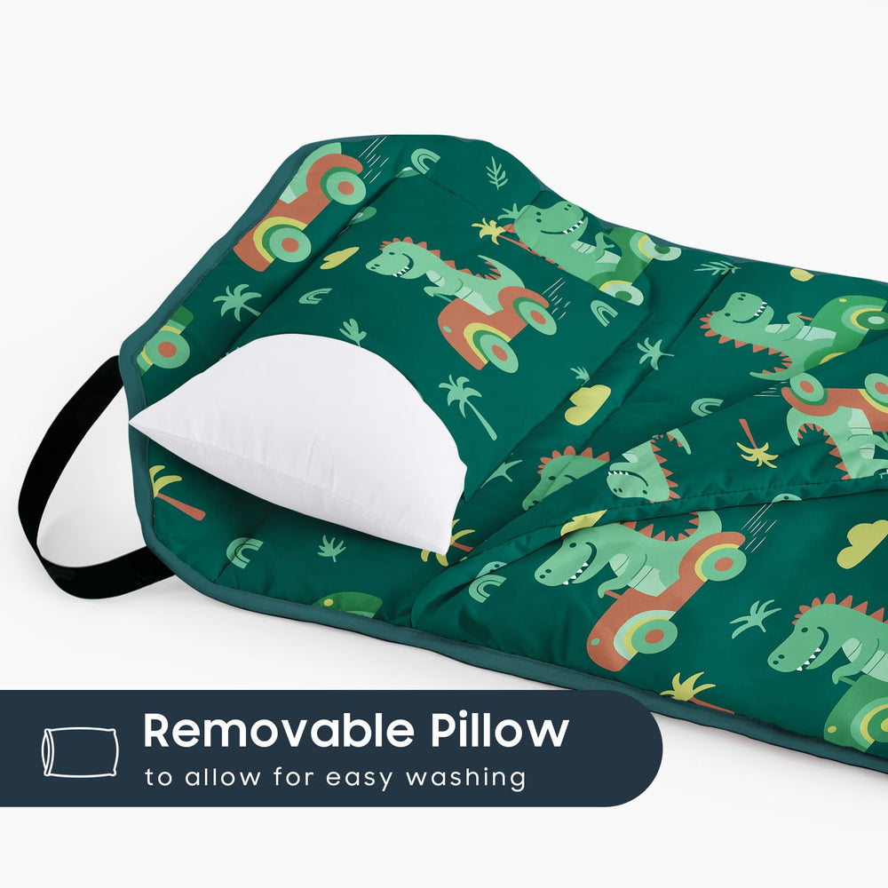 Wake In Cloud nap mat with roll strap and carry handle for portable use