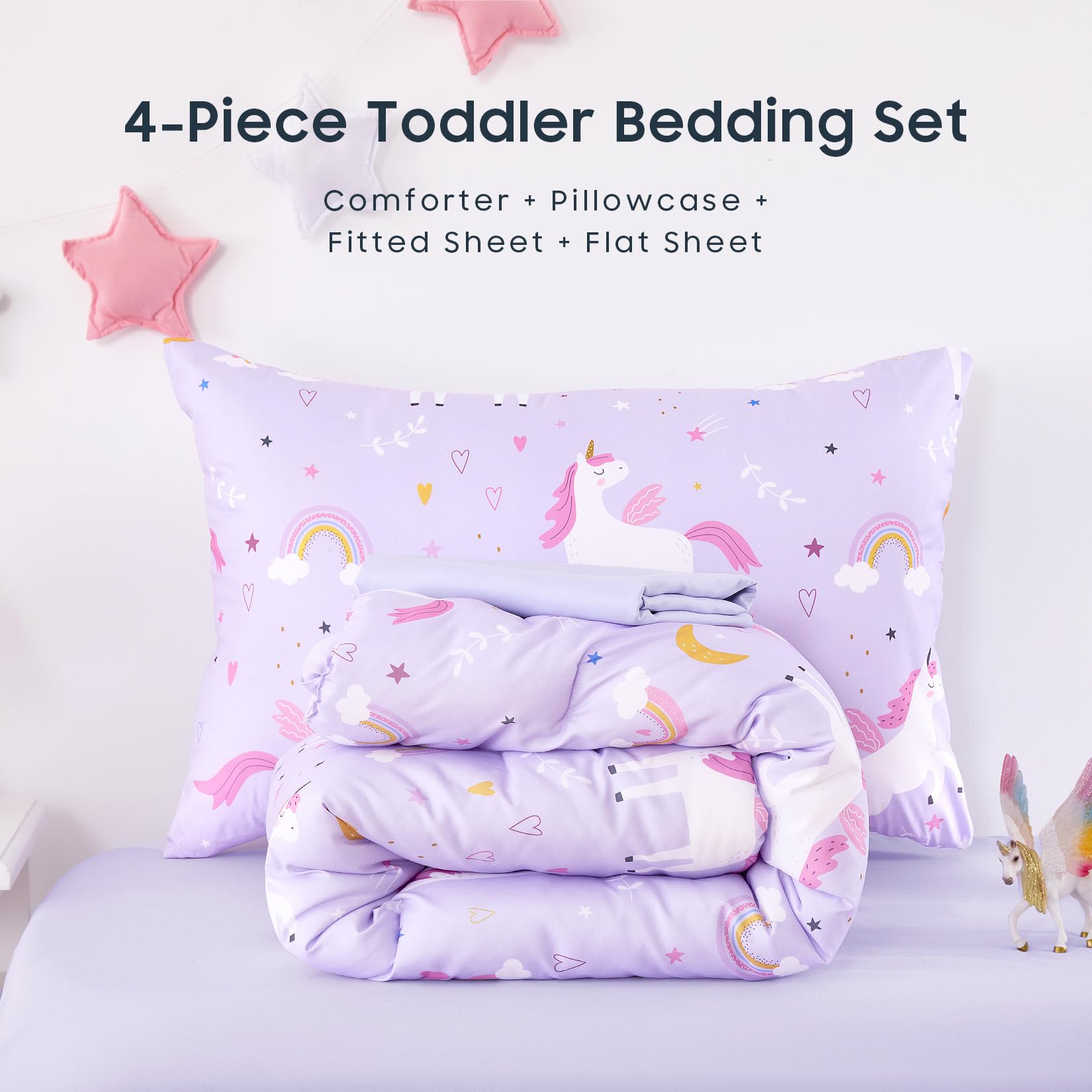 Wake In Cloud toddler bedding on a cozy bed setup for night routines.
