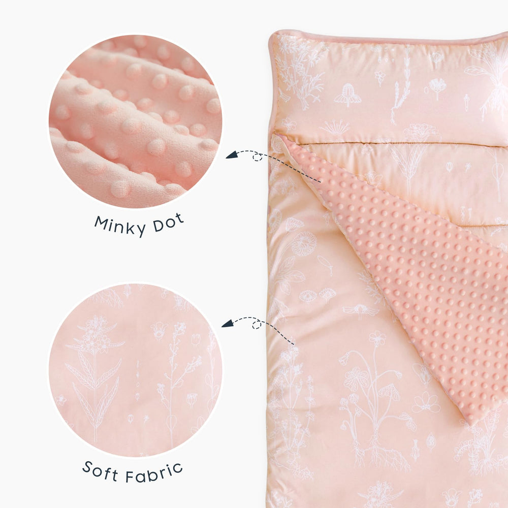 Wake In Cloud nap mat in light pink design suitable for classrooms.
