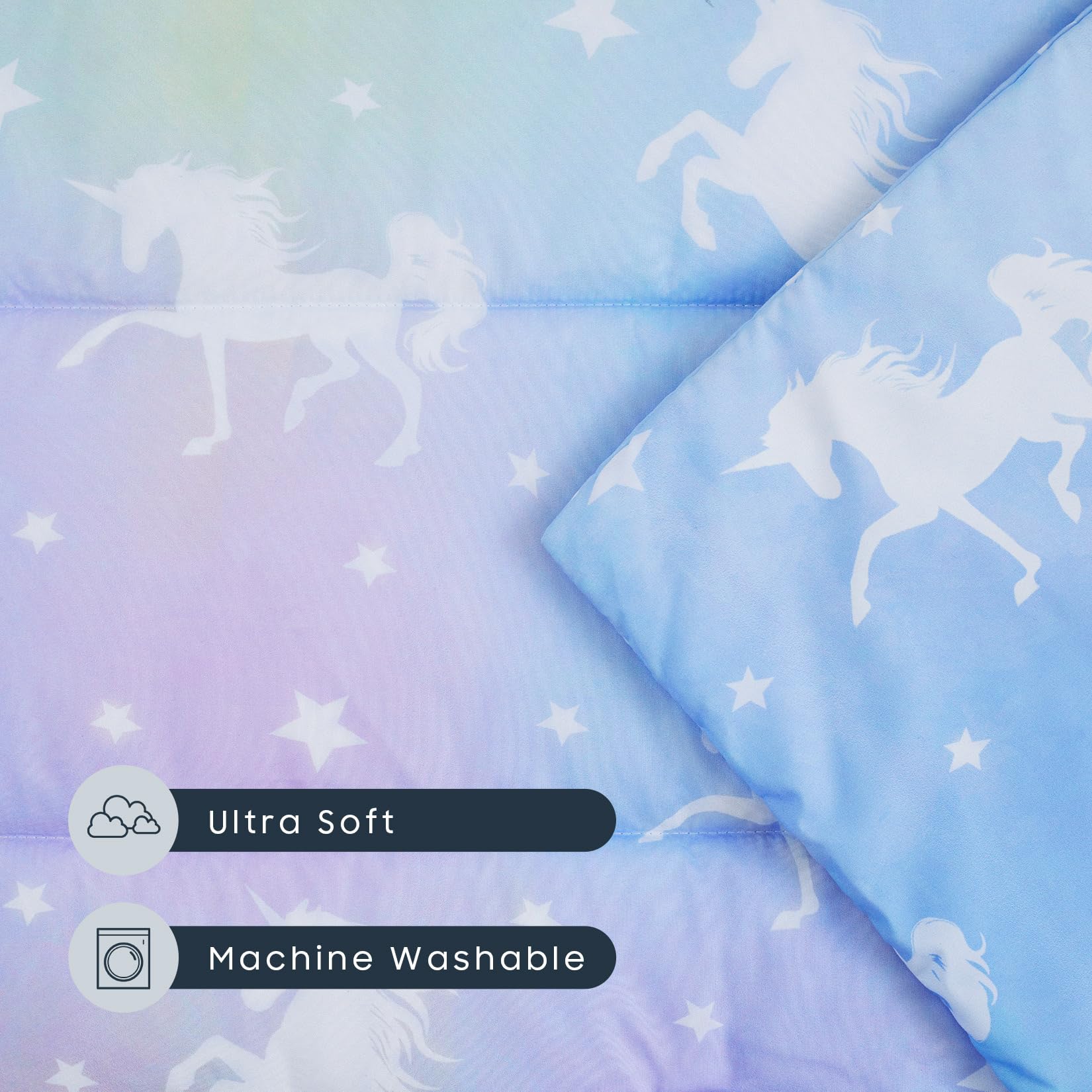 Wake In Cloud unicorn design on blue purple yellow mat