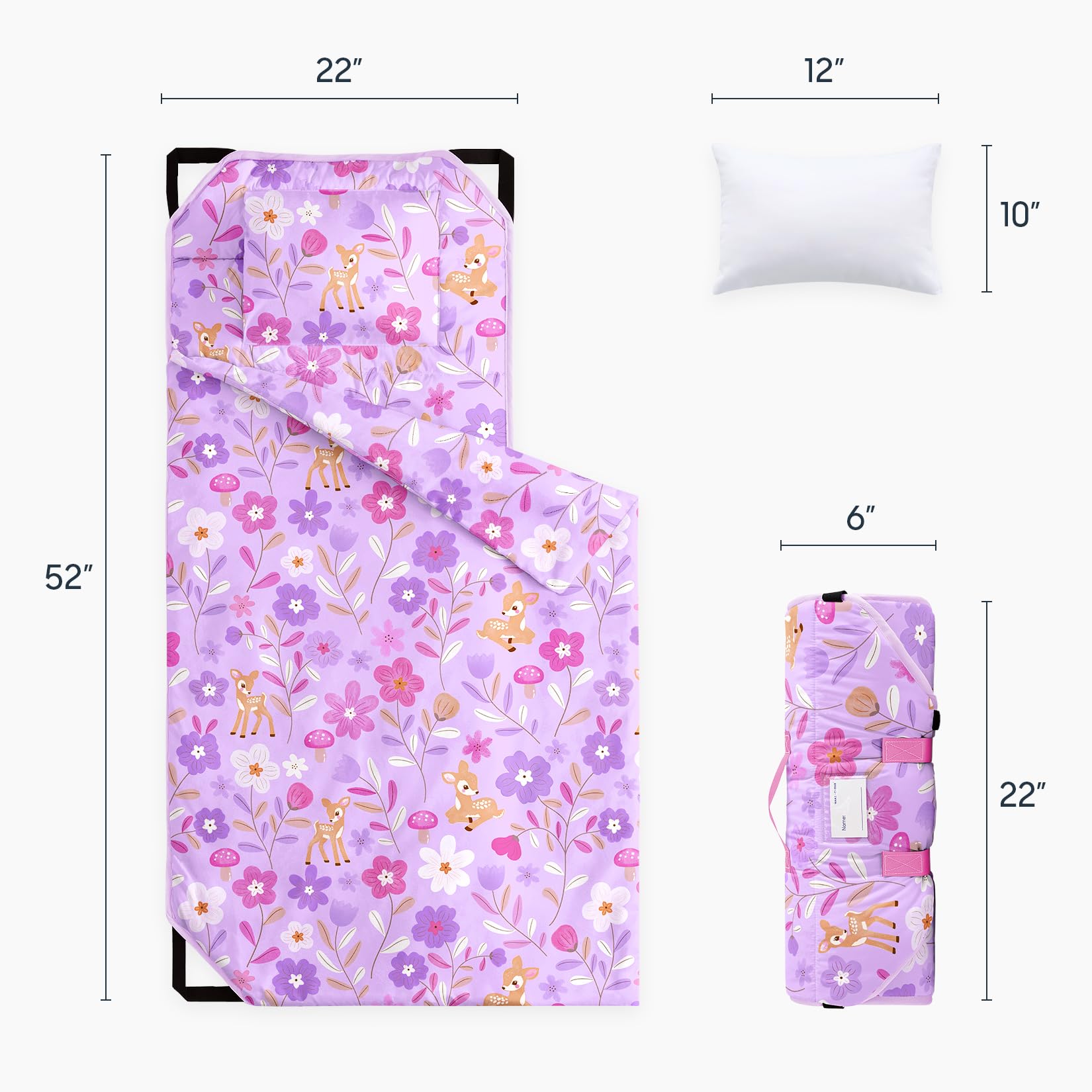 Wake In Cloud woodland floral design nap mat inspires calm naps.