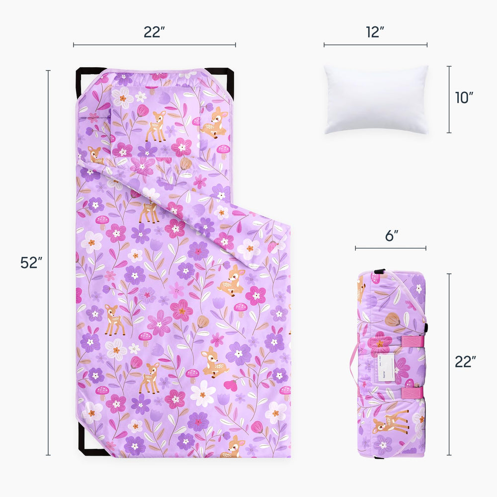 Wake In Cloud woodland floral design nap mat inspires calm naps.