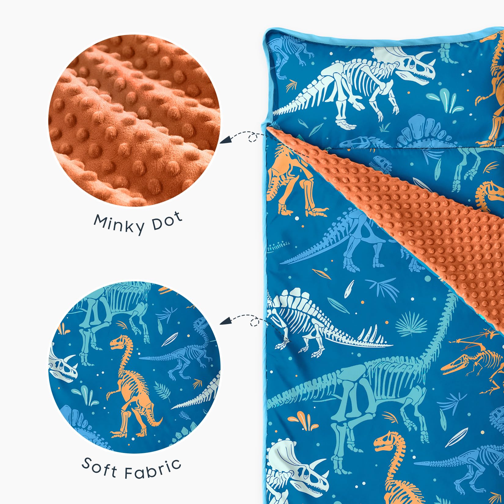 Wake In Cloud dinosaur design close-up highlights playful fossil graphics.