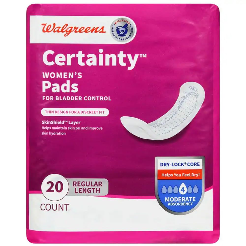 Walgreens Certainty 20-count pack ensures long-lasting protection for daily use.