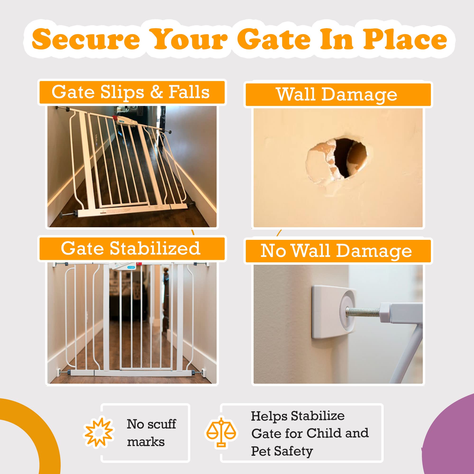 Wall Nanny guards a gate panel for pet gates, safeguarding walls.