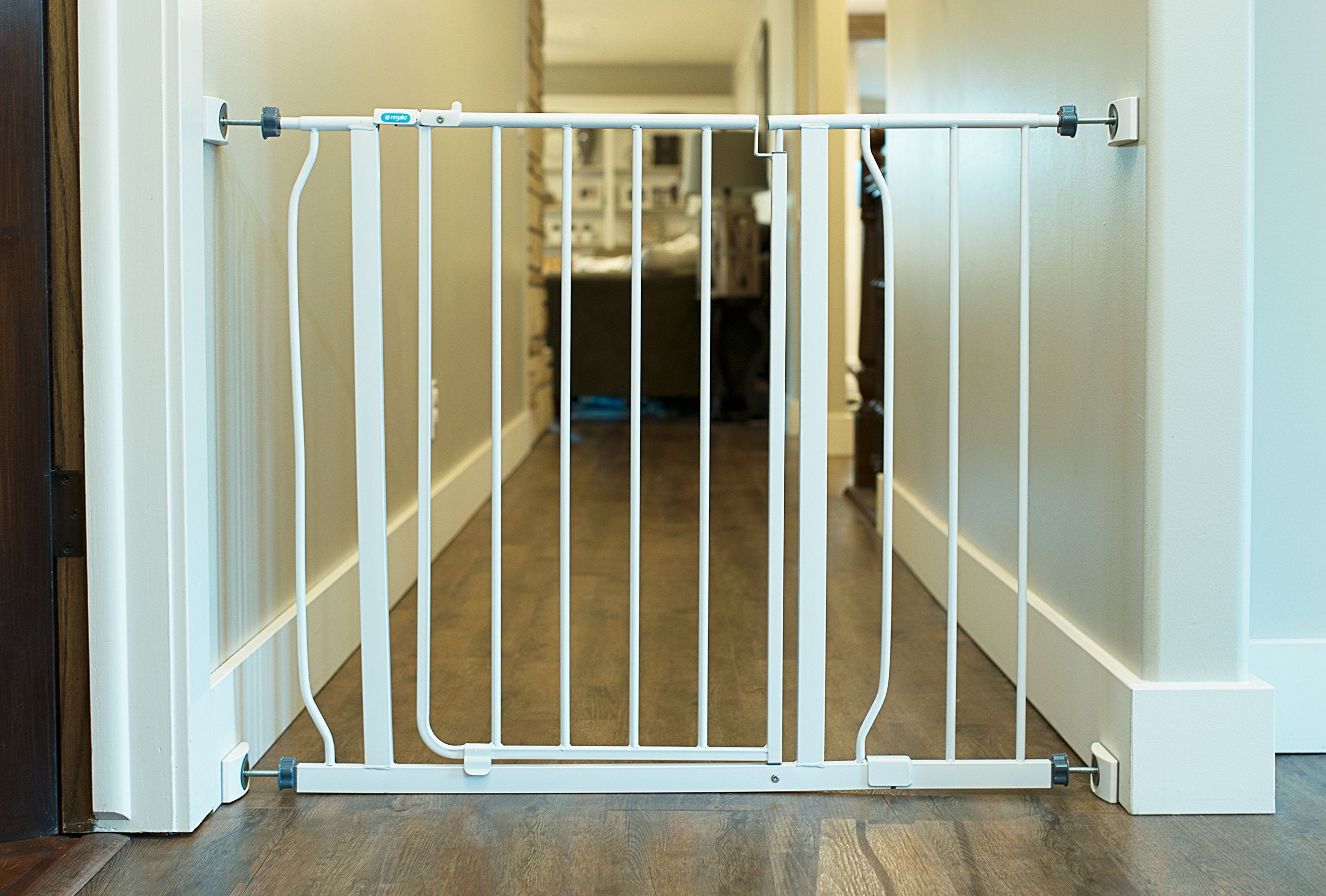Wall Nanny white gate protector blends with decor and gates.