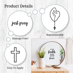 WALL PALZ cross and rosary image decal enhances spiritual decor on a mirror