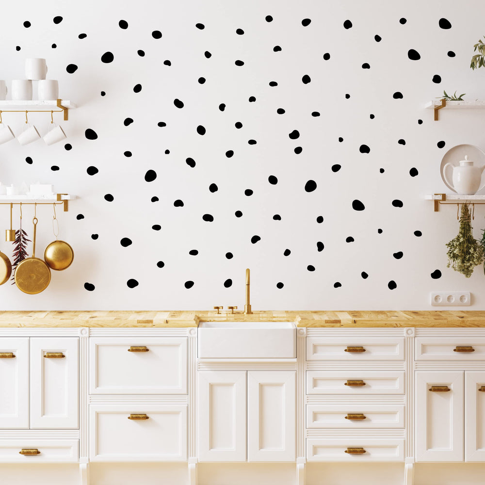 Wall Palz Decalcomania irregular dots set of 216 creates a modern living room accent