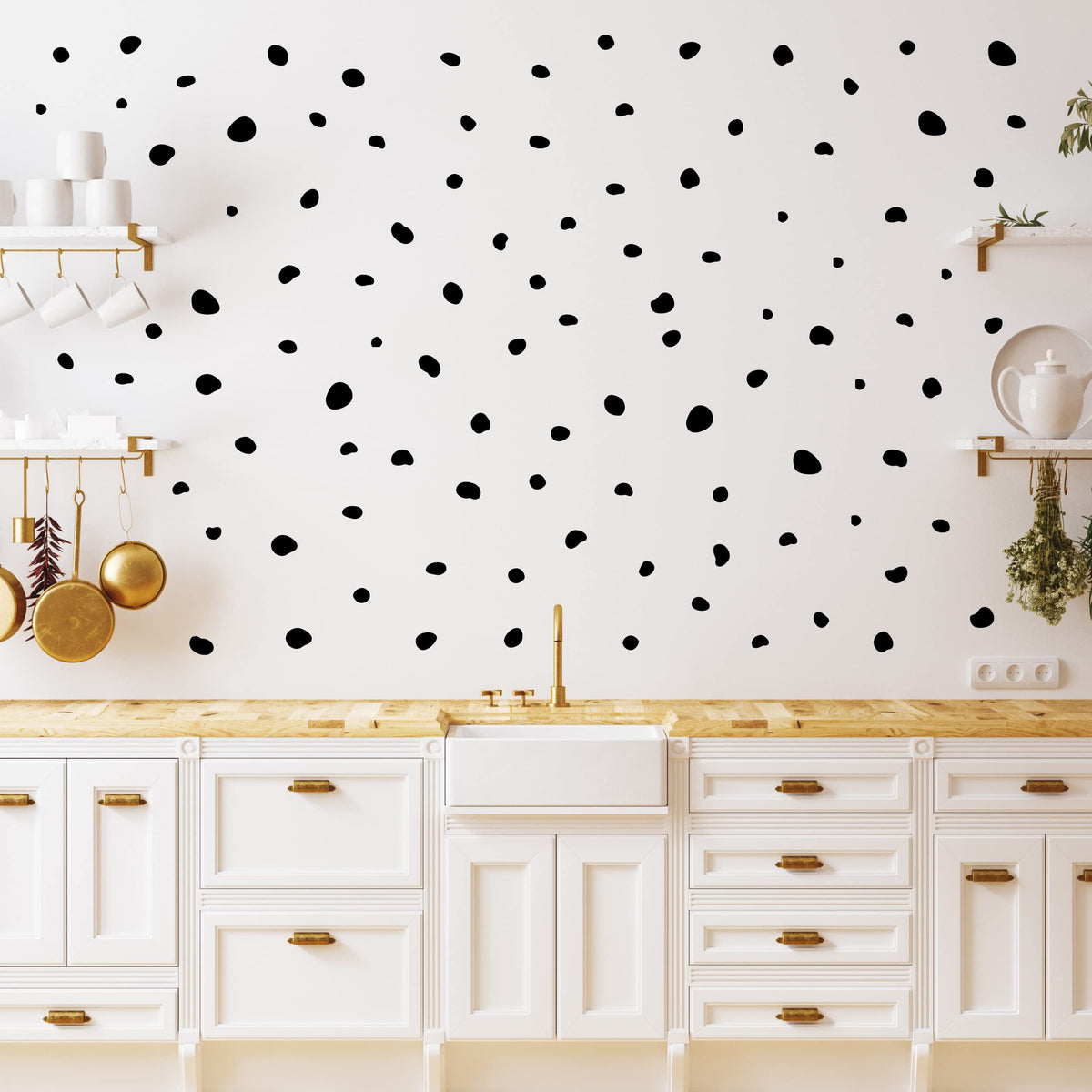 Wall Palz Decalcomania irregular dots set of 216 creates a modern living room accent