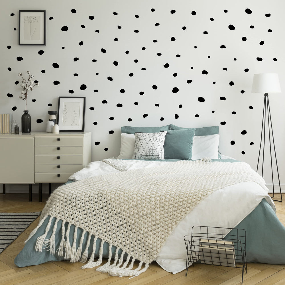 Wall Palz irregular black dots brighten bedrooms with removable peel-and-stick decor