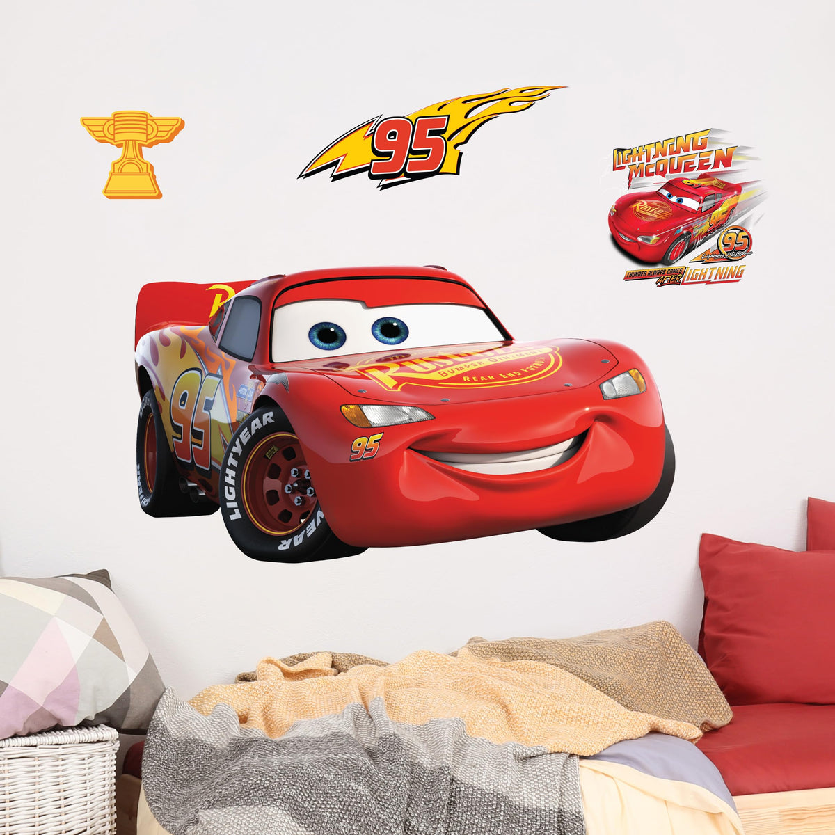 WALL PALZ Lightning McQueen 11x19 decal adds bold racing energy to walls