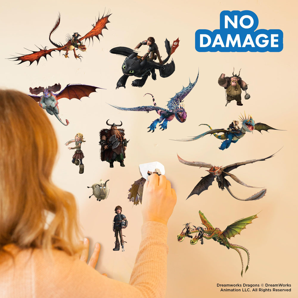 Wall Palz How to Train Your Dragon decal featuring Snotlout with Hookfang for dynamic wall action.