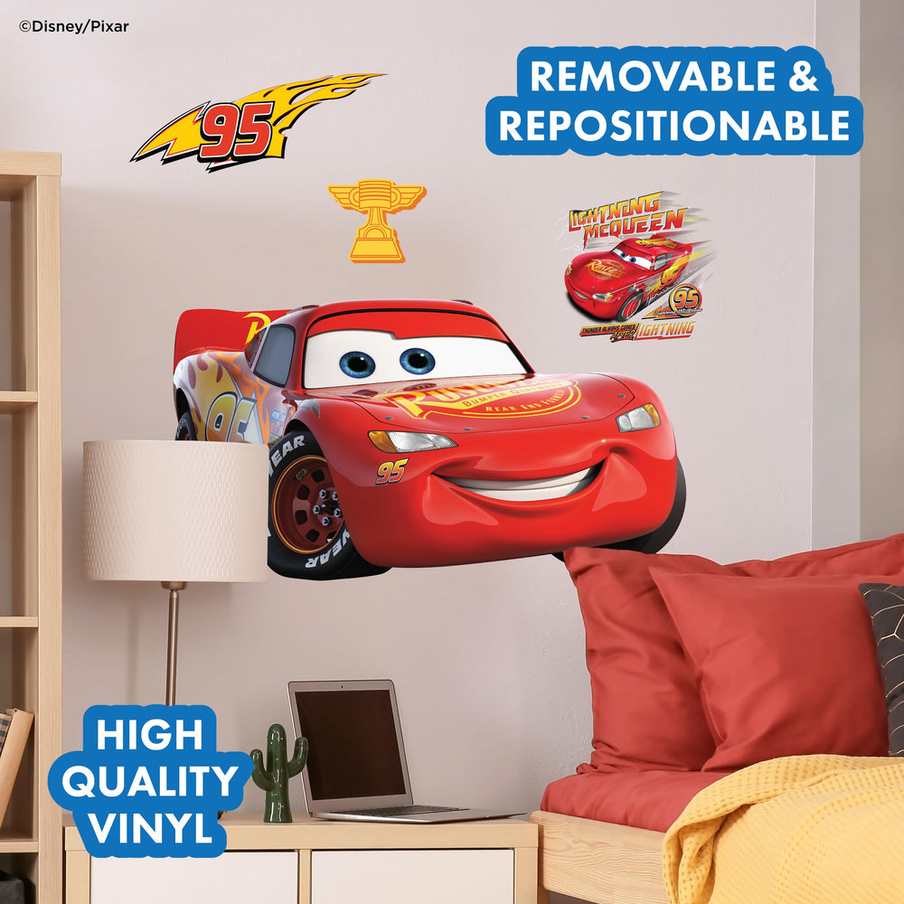 Close-up of Lightning McQueen reveals vivid color and iconic details