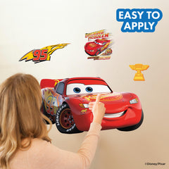 Lightning McQueen decal placed on wall for fast room transformation