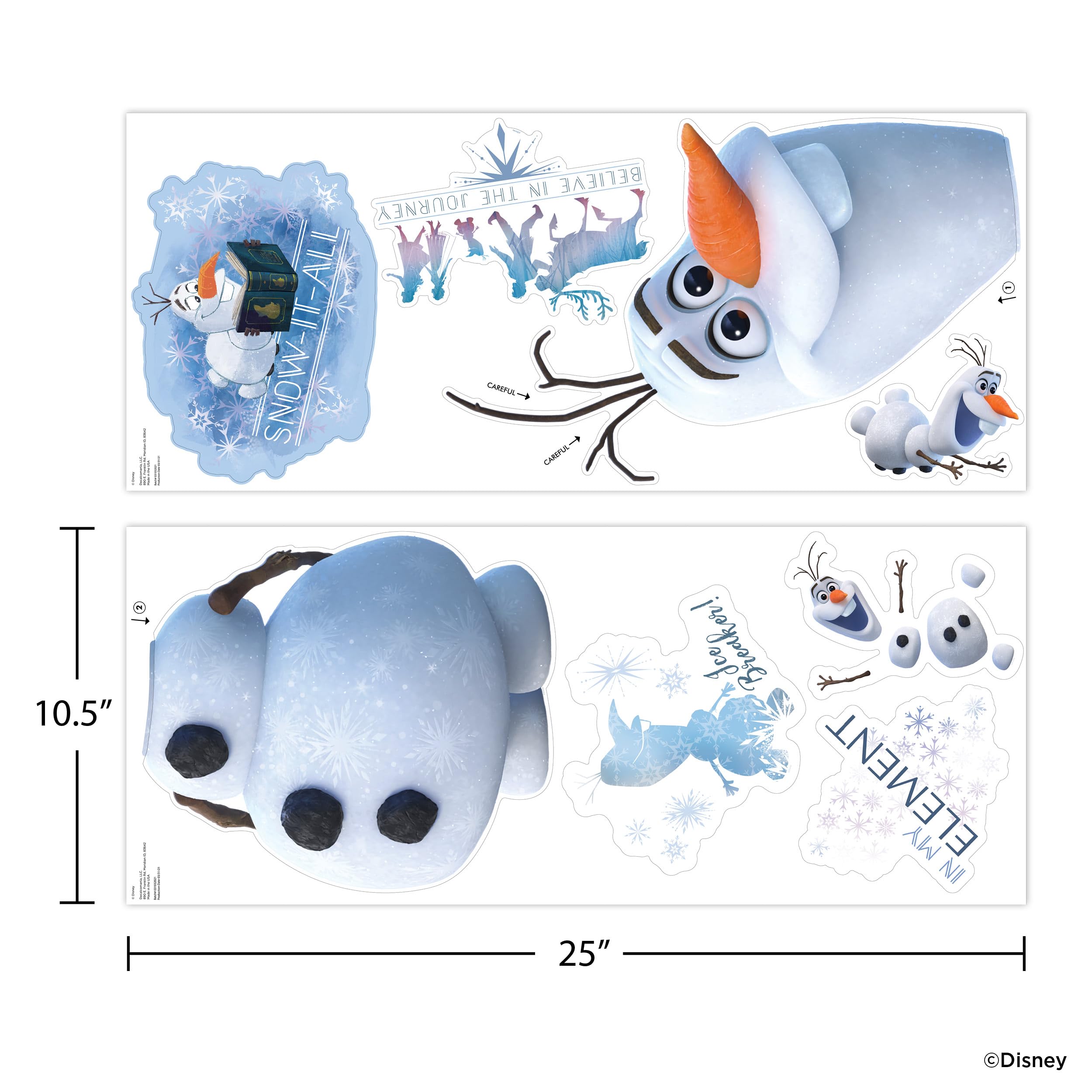 Wall Palz Olaf peel-and-stick application enables quick decorating on doors, mirrors, or laptops.