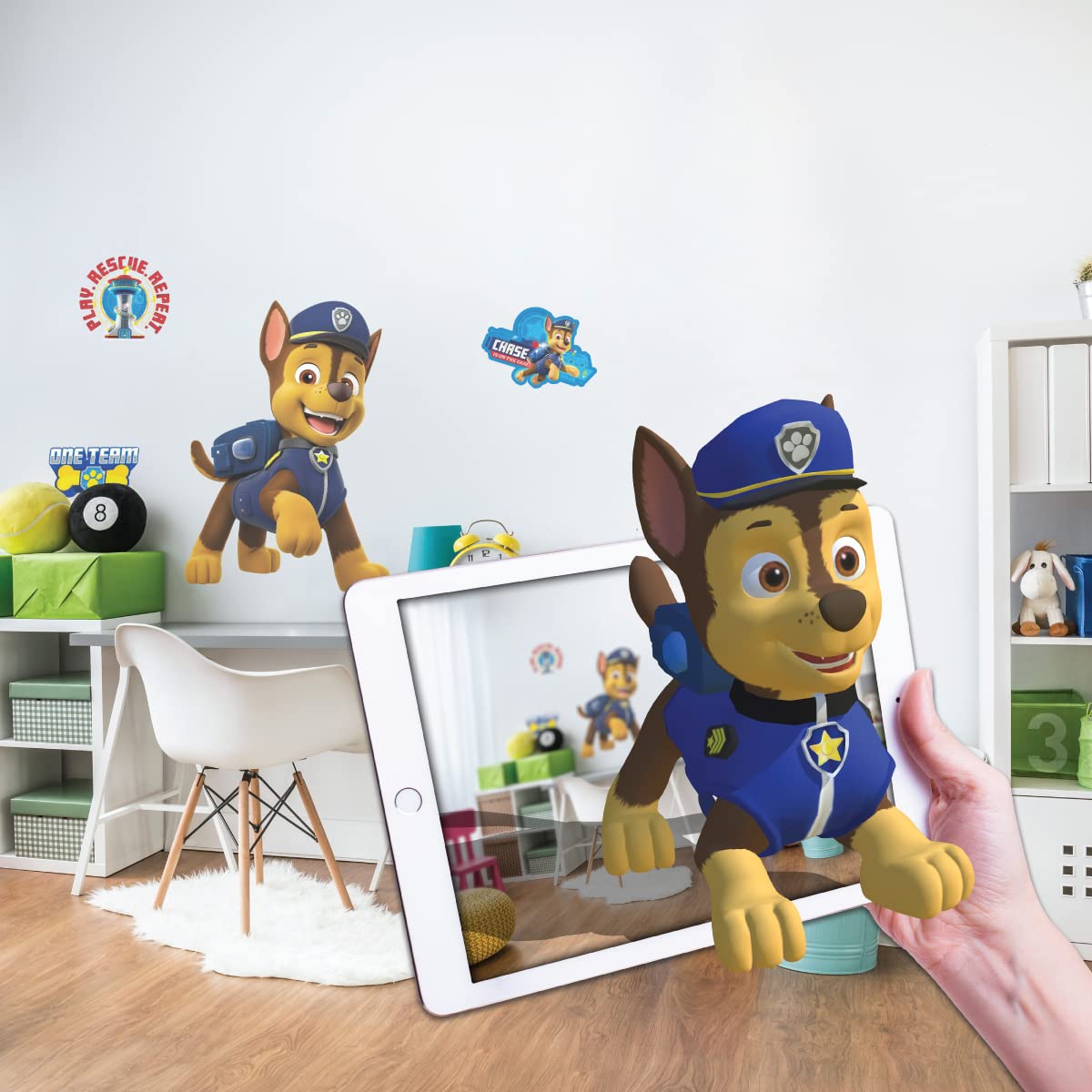 Wall Palz Paw Patrol Chase 24-inch decal for bright kid-friendly wall decor that energizes a room.