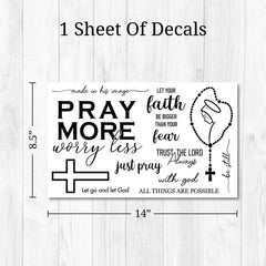 WALL PALZ Pray More Worry Less decal for calming bedroom reminders