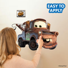 Tow Mater wall art enhances playrooms with vibrant colors and easy peel-and-stick application