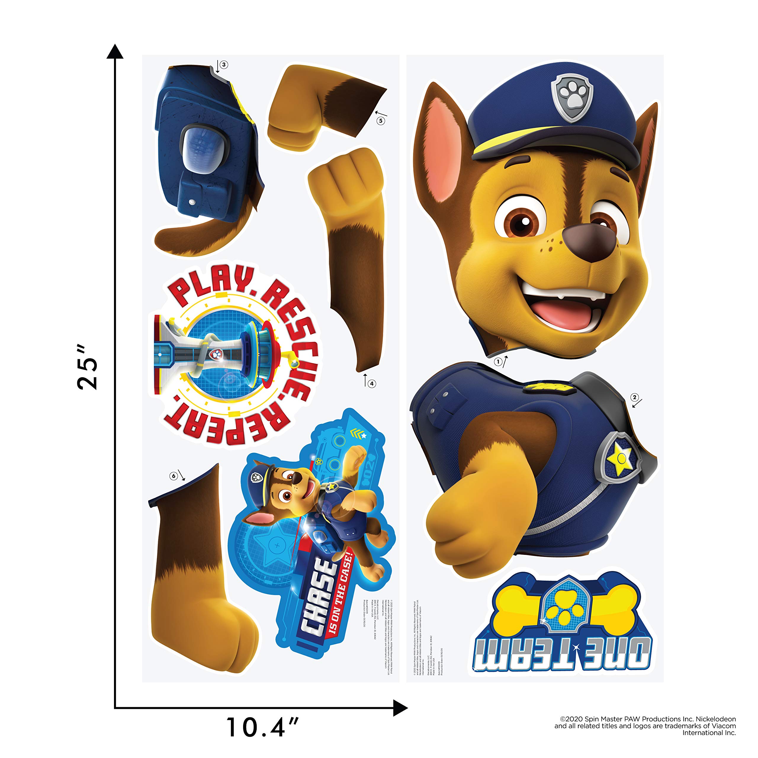 Wall Palz Paw Patrol bedroom wall decal adds instant character to a kids' space.