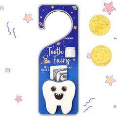 WallFID blue tooth fairy door hanger adds magical charm to a child's room.