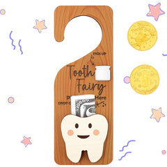 WallFID tooth fairy door hanger with bottle pocket for lost teeth and treasures.