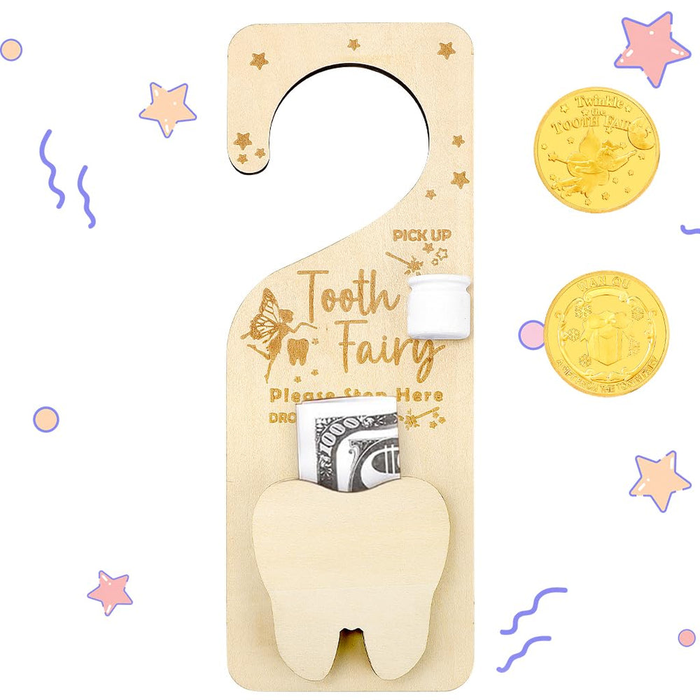 WALLFID tooth fairy door hanger on door highlighting bedtime ritual