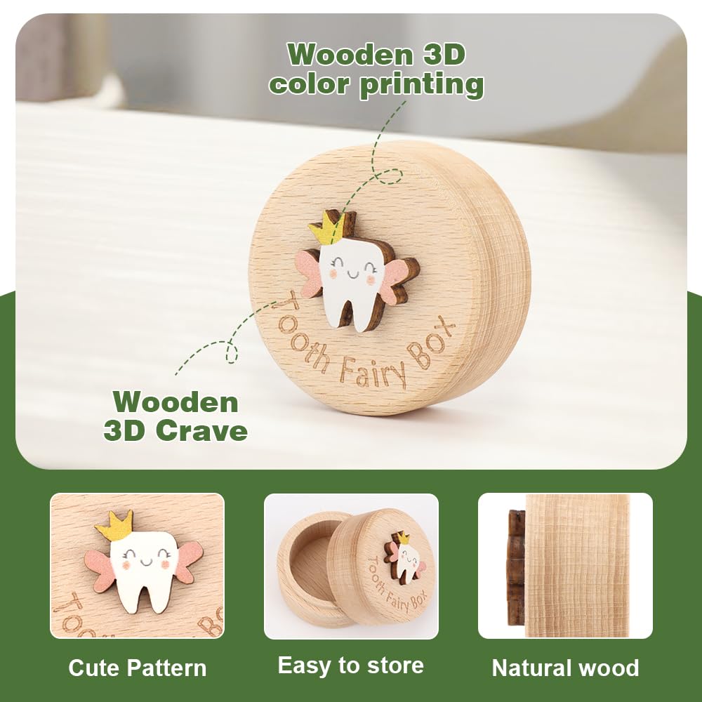 WALLFID Wooden Tooth Box close-up lid emphasizing durability and safe storage