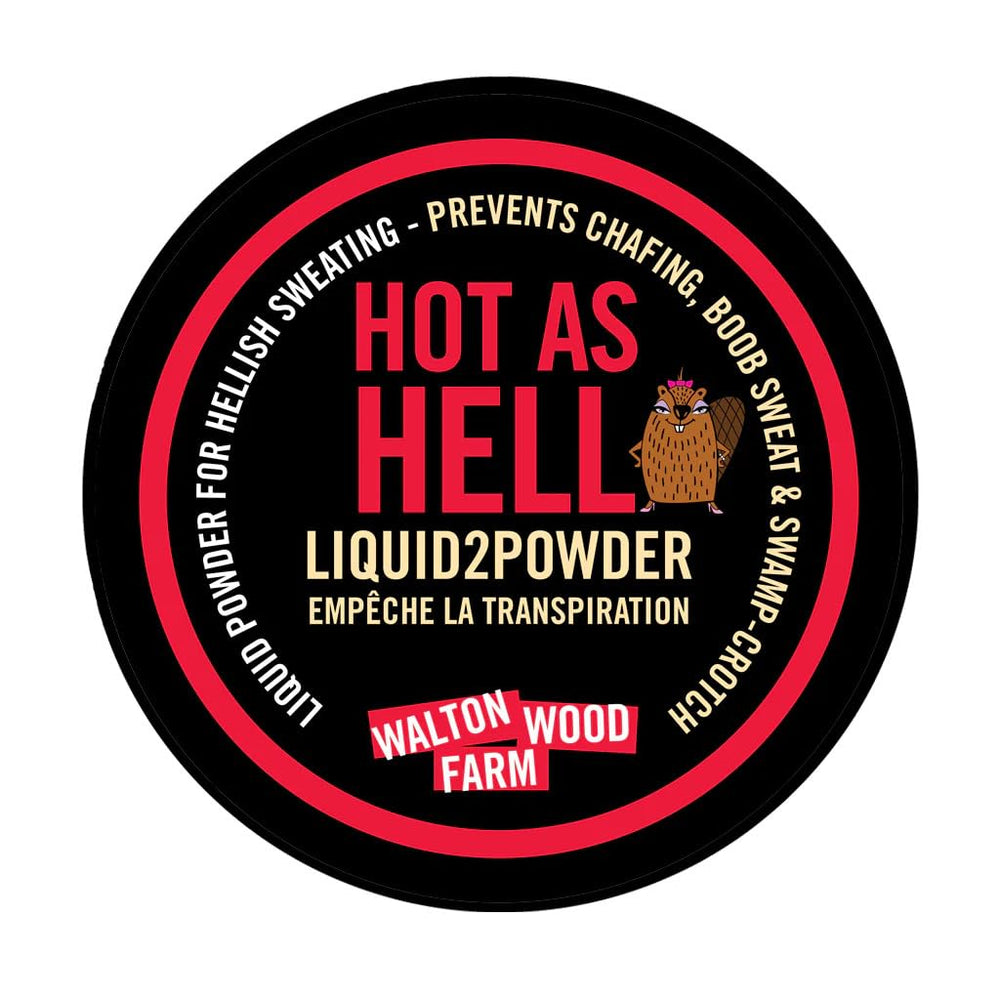 Walton Wood Farm Hot as Hell 8oz bottle shows a silky powder finish for moisture control.