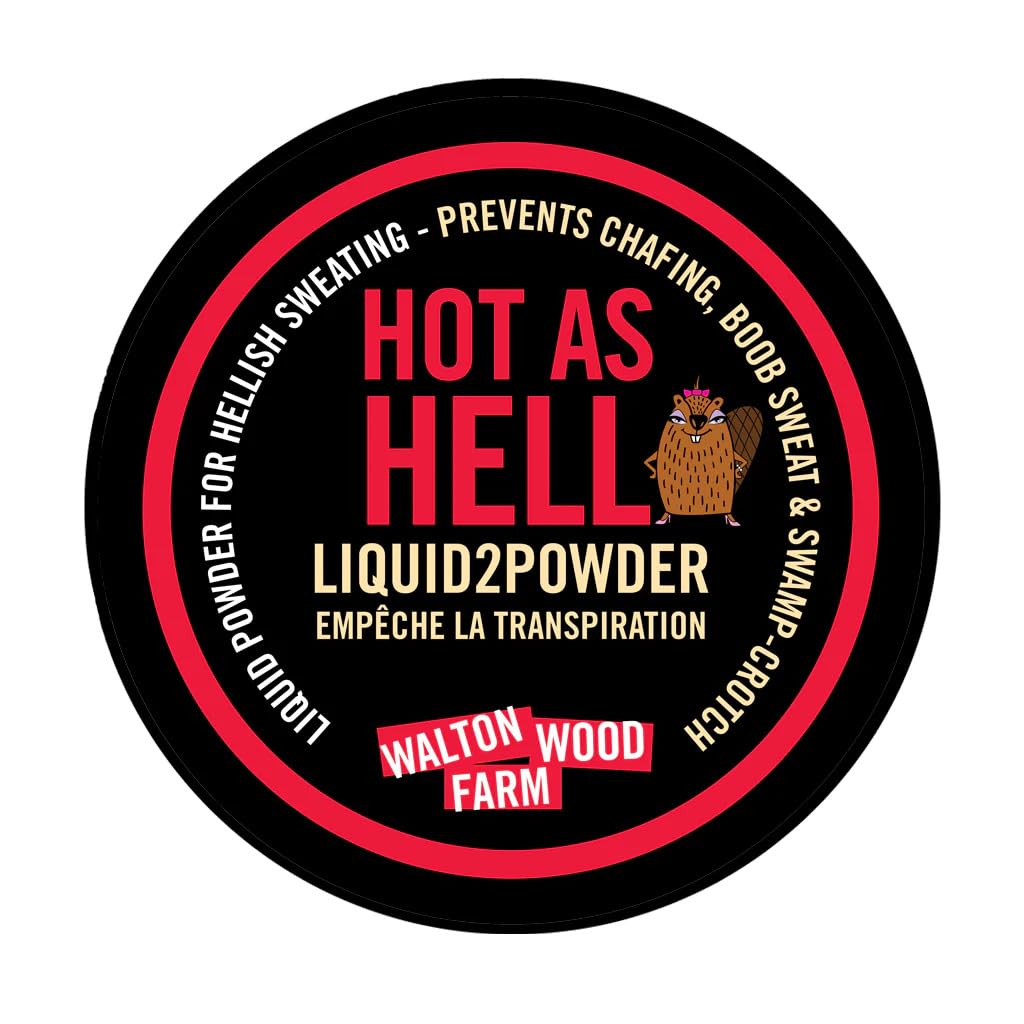 Walton Wood Farm Hot as Hell 8oz bottle shows a silky powder finish for moisture control.
