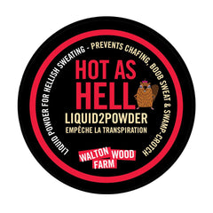 Walton Wood Farm Hot as Hell 8oz bottle shows a silky powder finish for moisture control.