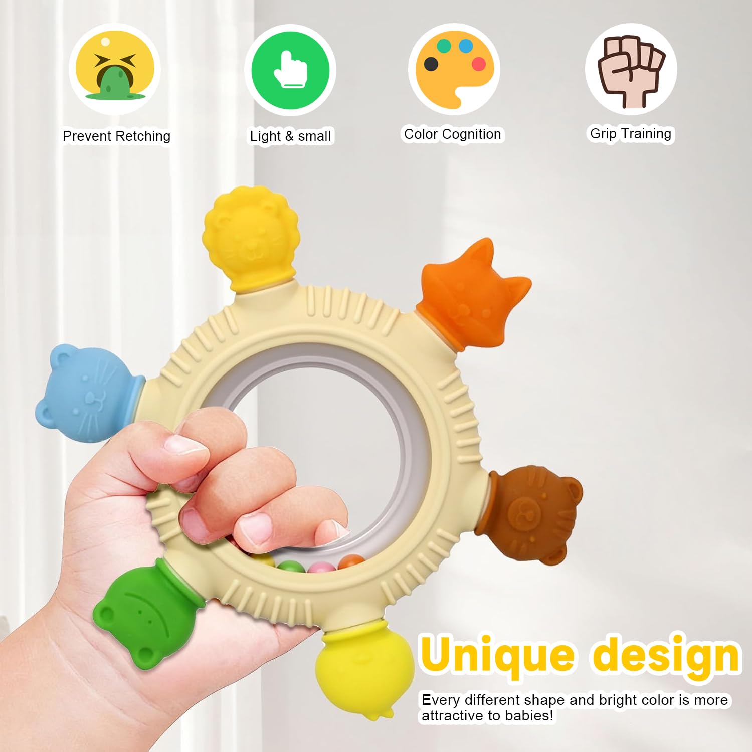 Walulan sensory teether baby grip design supports easy handling and motor skill practice.