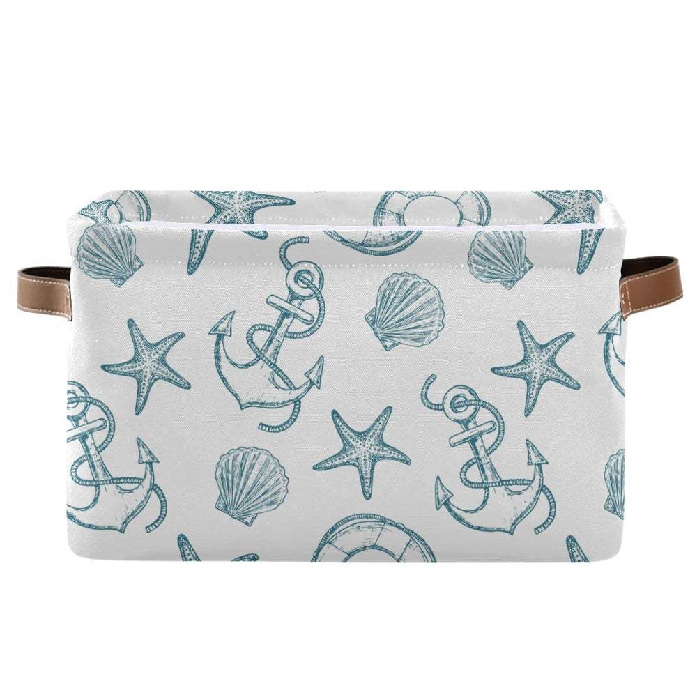 Wamika coastal anchor storage basket keeps living room clutter tidy.