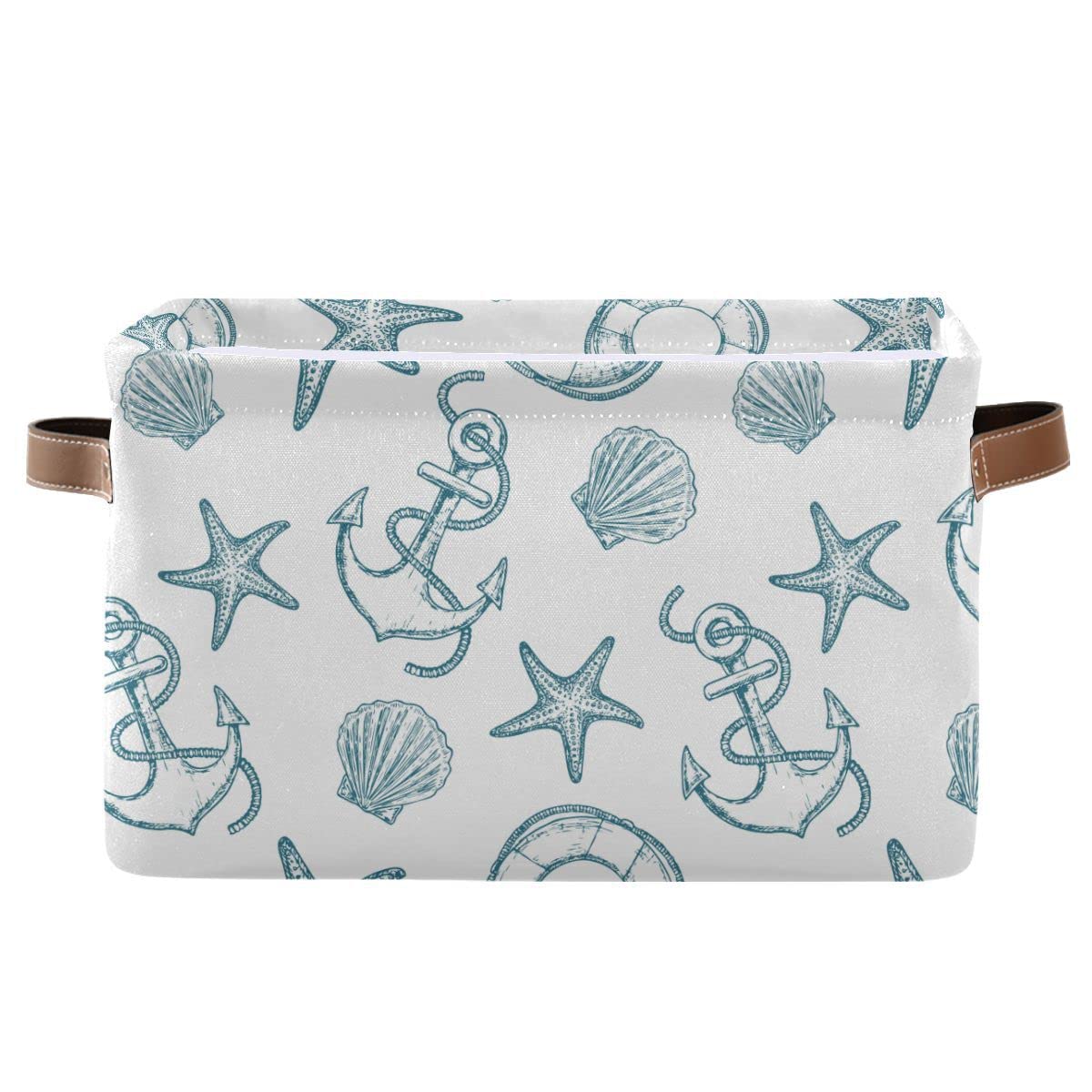 Wamika coastal anchor storage basket keeps living room clutter tidy.
