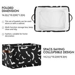 Wamika Halloween Bat storage basket close-up of durable canvas material and muslin lining.