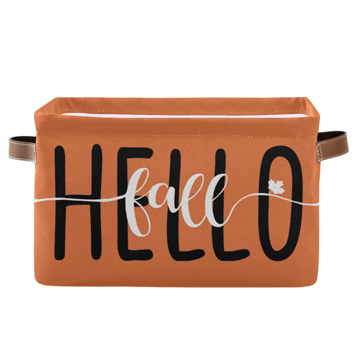 Wamika Hello Fall orange storage basket front view for versatile living room organization