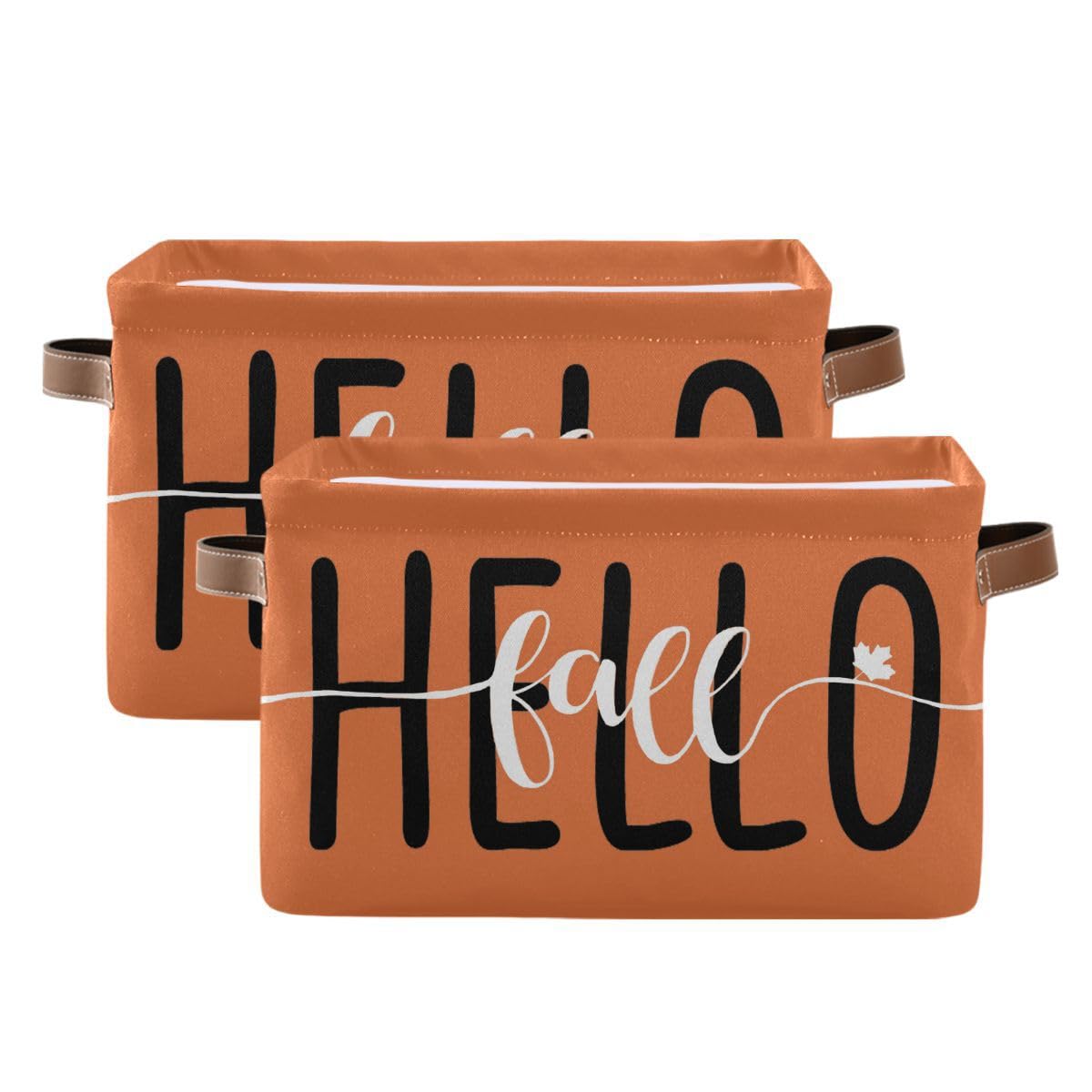 Wamika Hello Fall orange storage basket open top ideal for toy and book storage